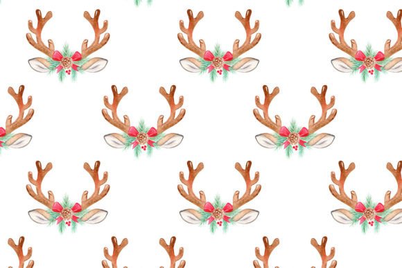Download Watercolor Deer Antlers Seamless Pattern - Watercolor deer antlers Collection