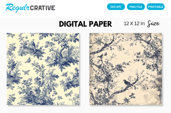 Download French Pastoral Romantic Digital Paper - Digital paper Collection