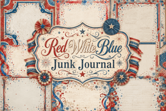 Download Red White Blue Junk Journal - White Collection