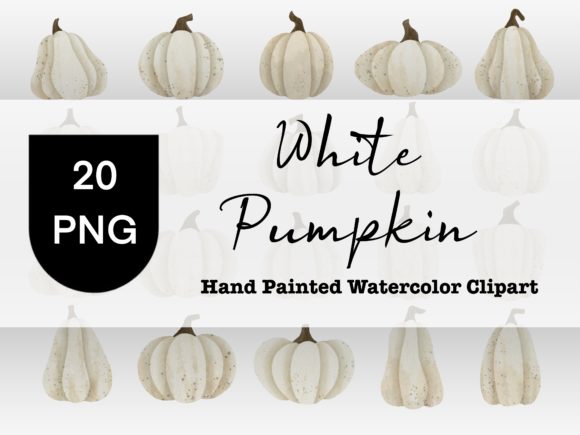 Download White Pumpkin Watercolor Clipart - White Collection