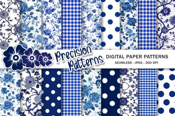 Download Blue Toile Digital Paper Pack, Vintage - Digital paper Collection