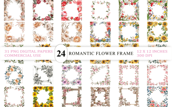 Download Baroque-Inspired Elegant Flower Frames - Baroque Collection
