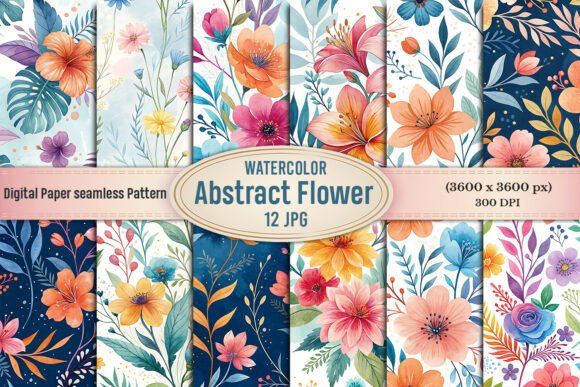 Download Bright Watercolor Floral Digital Paper - Digital paper Collection