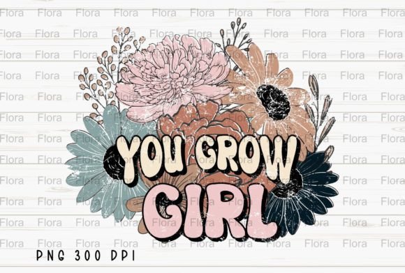 Download You Grow Girl Floral Retro Hippie PNG - Hippie png Collection
