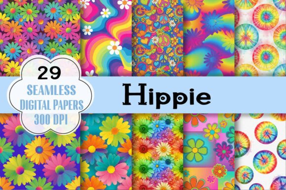 Download Hippie Digital Paper Pack - Digital paper Collection