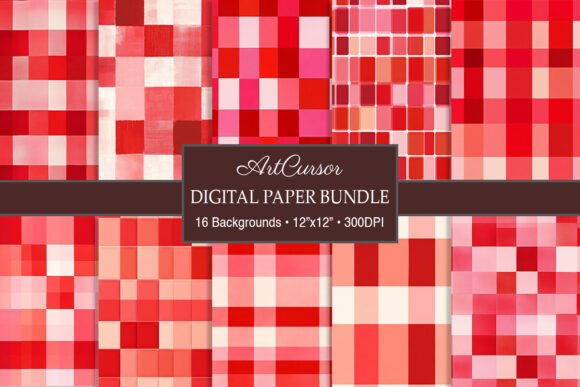 Download Red &amp; White Gingham Plaid Digital Papers - White Collection