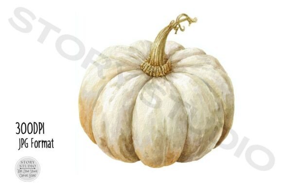 Download White Pumpkin Watercolor Clip Art Set - White Collection