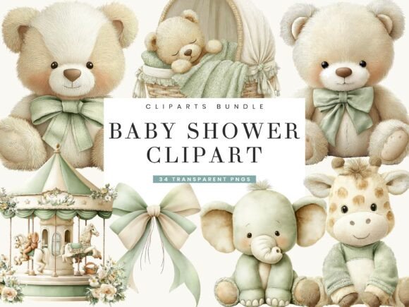 Download Baby Shower Clipart Bundle - Baby shower Collection
