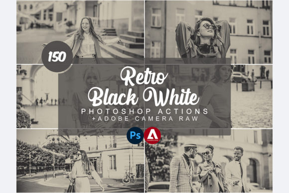 Download Retro Black White Photoshop Actions - White Collection