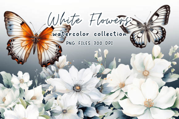 Download Flowers White Watercolor Clipart - White Collection